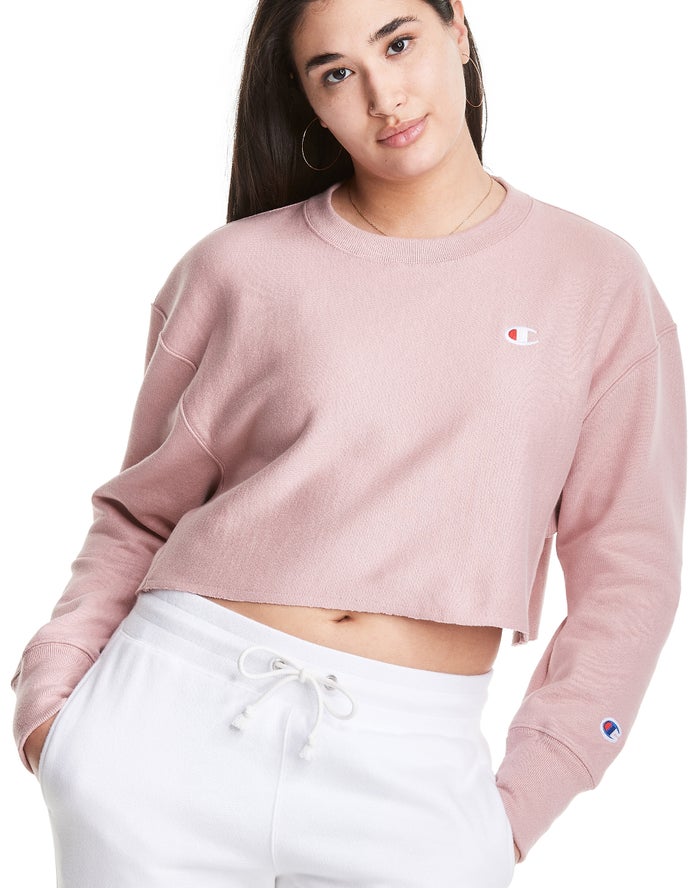 Hanorac Champion Reverse Weave Cropped Cut-Off Crew Dama Bej - Romania QSXMWFO-37